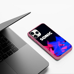 Чехол iPhone 11 Pro матовый Sonic neon flame, цвет: 3D-малиновый — фото 2