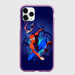 Чехол iPhone 11 Pro матовый Человек-паук и Веном, цвет: 3D-фиолетовый