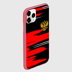 Чехол iPhone 11 Pro матовый Россия полосы краски, цвет: 3D-малиновый — фото 2