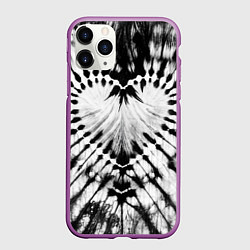 Чехол iPhone 11 Pro матовый Абстрактное сердце - черно-белый тай-дай, цвет: 3D-фиолетовый