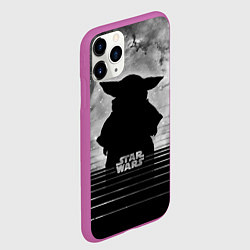 Чехол iPhone 11 Pro матовый Звездное небо - Беби Йода, цвет: 3D-фиолетовый — фото 2
