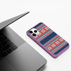 Чехол iPhone 11 Pro матовый Knitted Pattern, цвет: 3D-фиолетовый — фото 2