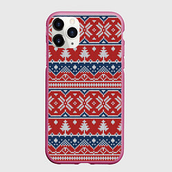 Чехол iPhone 11 Pro матовый New year pattern, цвет: 3D-малиновый