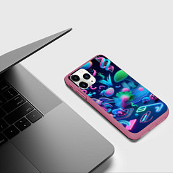 Чехол iPhone 11 Pro матовый Фантастическая абстрактная композиция - сюрреализм, цвет: 3D-малиновый — фото 2