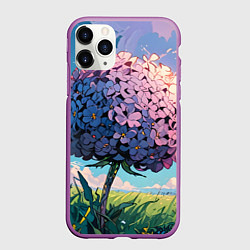 Чехол iPhone 11 Pro матовый Аниме цветок, цвет: 3D-фиолетовый