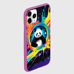 Чехол iPhone 11 Pro матовый Панда на фоне взрыва красок, цвет: 3D-фиолетовый — фото 2
