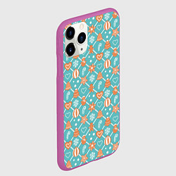 Чехол iPhone 11 Pro матовый Новогодний фон с печеньем, цвет: 3D-фиолетовый — фото 2