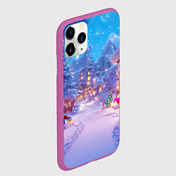 Чехол iPhone 11 Pro матовый Сказочный новогодний дворик, цвет: 3D-фиолетовый — фото 2