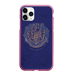 Чехол iPhone 11 Pro матовый Happy Christmas - Hogwarts, цвет: 3D-малиновый