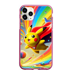 Чехол iPhone 11 Pro матовый Super Pikachu - ai art fantasy, цвет: 3D-малиновый