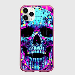 Чехол iPhone 11 Pro матовый Cool skull sketch - blots, цвет: 3D-малиновый