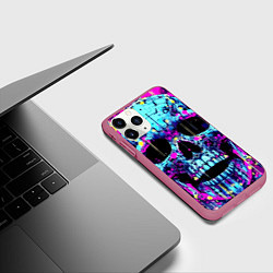 Чехол iPhone 11 Pro матовый Cool skull sketch - blots, цвет: 3D-малиновый — фото 2