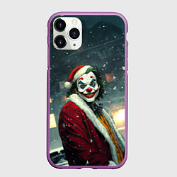 Чехол iPhone 11 Pro матовый Радостный новогодний Джокер, цвет: 3D-фиолетовый