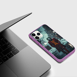 Чехол iPhone 11 Pro матовый Грустный Джокер под снегопадом, цвет: 3D-фиолетовый — фото 2