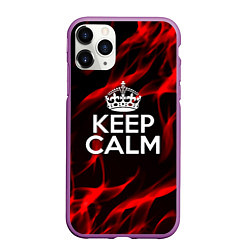 Чехол iPhone 11 Pro матовый Keep calm flame red, цвет: 3D-фиолетовый