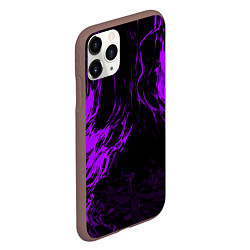 Чехол iPhone 11 Pro матовый Фиолетовая энергия на чёрном фоне, цвет: 3D-коричневый — фото 2