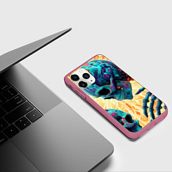Чехол iPhone 11 Pro матовый Два скелета - нейроарт фантазия, цвет: 3D-малиновый — фото 2