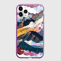 Чехол iPhone 11 Pro матовый Искусство гор, цвет: 3D-фиолетовый