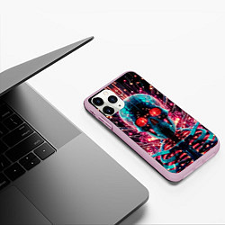 Чехол iPhone 11 Pro матовый Neon cyber skull - ai art fantasy, цвет: 3D-розовый — фото 2