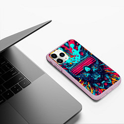 Чехол iPhone 11 Pro матовый Cyber dude with glasses - blots, цвет: 3D-розовый — фото 2