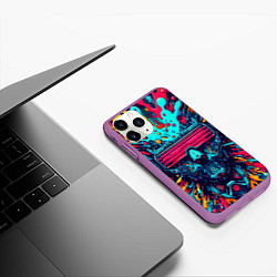 Чехол iPhone 11 Pro матовый Cyber dude with glasses - blots, цвет: 3D-фиолетовый — фото 2