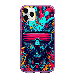 Чехол iPhone 11 Pro матовый Cyber dude with glasses - blots, цвет: 3D-фиолетовый