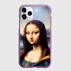 Чехол iPhone 11 Pro матовый Нейросеть- азиатская Мона Лиза, цвет: 3D-фиолетовый