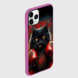 Чехол iPhone 11 Pro матовый Кошка боксер в огне, цвет: 3D-фиолетовый — фото 2