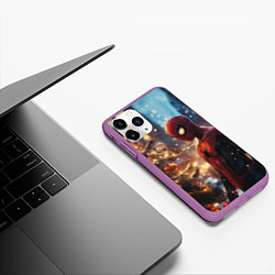 Чехол iPhone 11 Pro матовый Spider-man new year, цвет: 3D-фиолетовый — фото 2