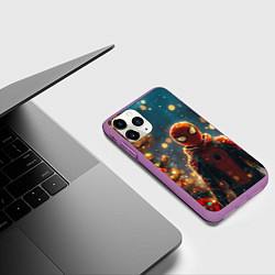 Чехол iPhone 11 Pro матовый Человек-паук новый год, цвет: 3D-фиолетовый — фото 2