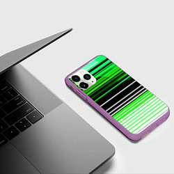 Чехол iPhone 11 Pro матовый Разноцветные вертикальные линии, цвет: 3D-фиолетовый — фото 2