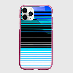 Чехол iPhone 11 Pro матовый Разноцветные вертикальные линии, цвет: 3D-малиновый