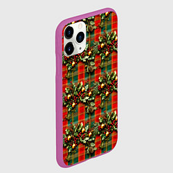Чехол iPhone 11 Pro матовый Остролистный падуб на шотландской ткани, цвет: 3D-фиолетовый — фото 2