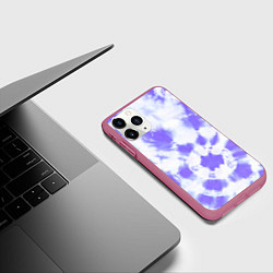 Чехол iPhone 11 Pro матовый Фиолетовый арт тай дай, цвет: 3D-малиновый — фото 2