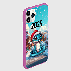 Чехол iPhone 11 Pro матовый Новогодняя змейка в городе, цвет: 3D-фиолетовый — фото 2