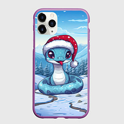 Чехол iPhone 11 Pro матовый Змейка показывает язык, цвет: 3D-фиолетовый