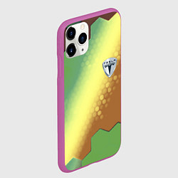Чехол iPhone 11 Pro матовый Tesla hexagon, цвет: 3D-фиолетовый — фото 2