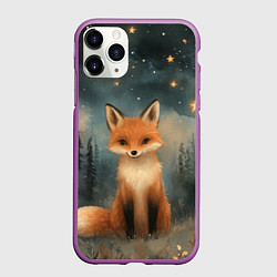 Чехол iPhone 11 Pro матовый Лисичка в звездном лесу