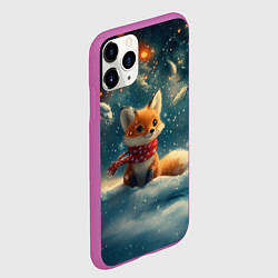 Чехол iPhone 11 Pro матовый Лисичка в новогоднем лесу, цвет: 3D-фиолетовый — фото 2