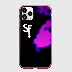Чехол iPhone 11 Pro матовый Sally Face неон краски, цвет: 3D-малиновый