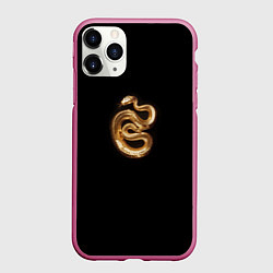 Чехол iPhone 11 Pro матовый Золотая змея символ 2025 года, цвет: 3D-малиновый