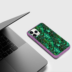 Чехол iPhone 11 Pro матовый Змеиная зелёная кожа, цвет: 3D-фиолетовый — фото 2