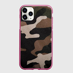 Чехол iPhone 11 Pro матовый Армейский камуфляж, цвет: 3D-малиновый