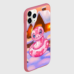 Чехол iPhone 11 Pro матовый Милая розовая змейка, цвет: 3D-малиновый — фото 2