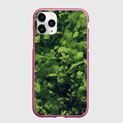Чехол iPhone 11 Pro матовый Камуфляж армейский зеленый, цвет: 3D-малиновый
