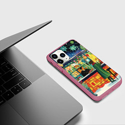 Чехол iPhone 11 Pro матовый Праздник новый год, цвет: 3D-малиновый — фото 2