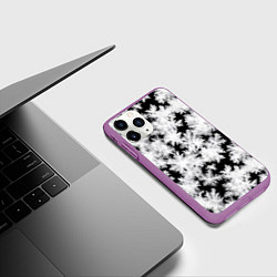 Чехол iPhone 11 Pro матовый Снежинки на стекле, цвет: 3D-фиолетовый — фото 2