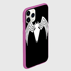 Чехол iPhone 11 Pro матовый Venom - spider logo, цвет: 3D-фиолетовый — фото 2