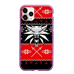 Чехол iPhone 11 Pro матовый Ведьмак новогодний ugly свитер, цвет: 3D-фиолетовый