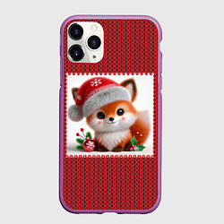 Чехол iPhone 11 Pro матовый Милый новогодний лесенок ИИ, цвет: 3D-фиолетовый